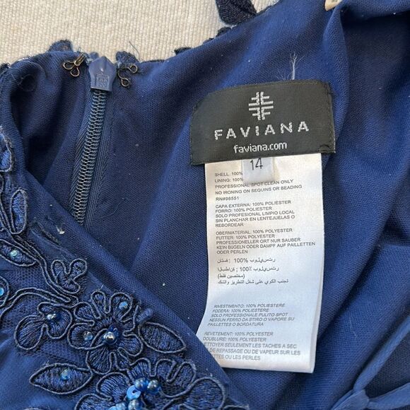 Faviana v- neck chiffon sequined evening dress size 14 - Picture 10 of 10